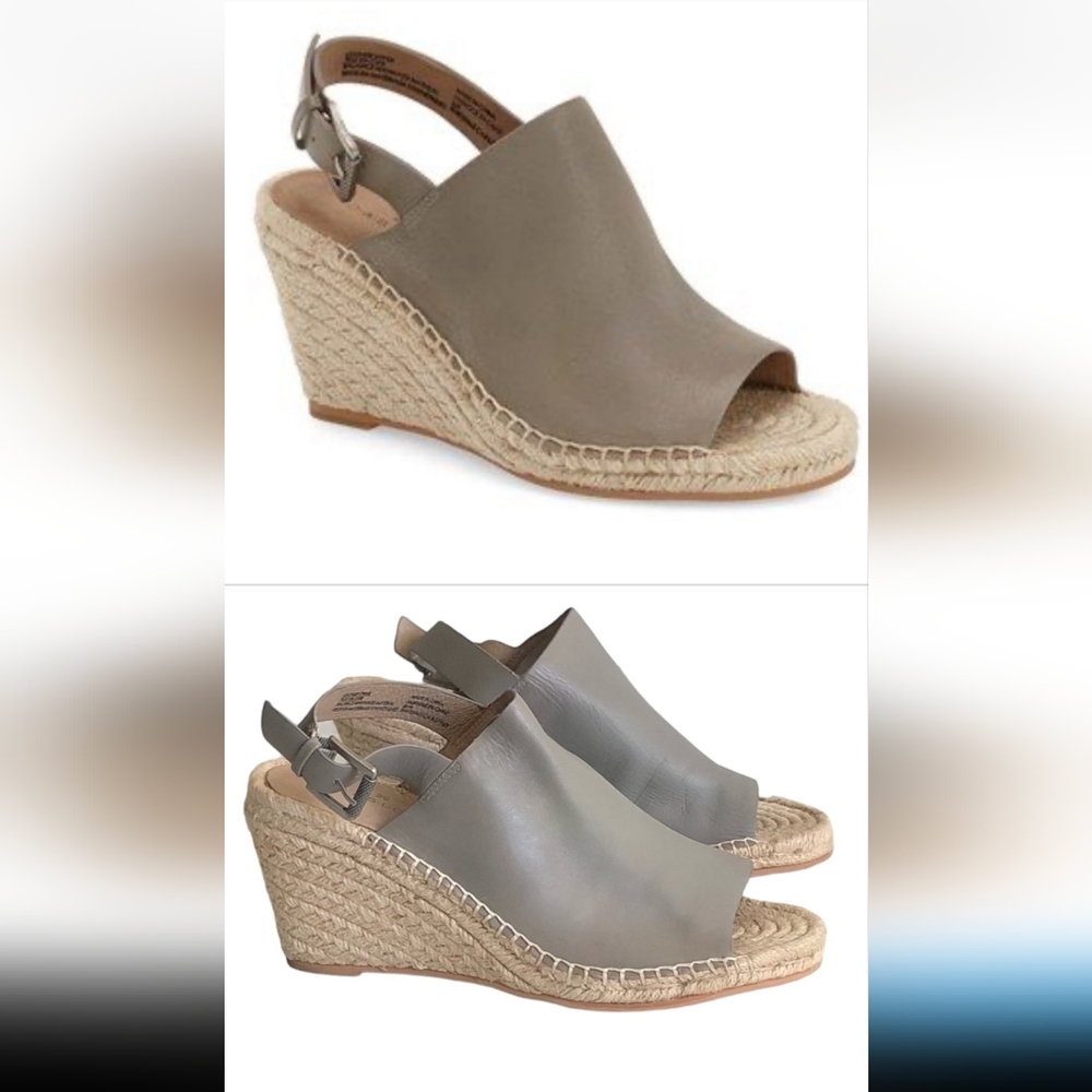 Caslon Sutton Gray Slingback Leather Espadrille Sandal Size 8.5 Like NEW in box - Picture 2 of 15